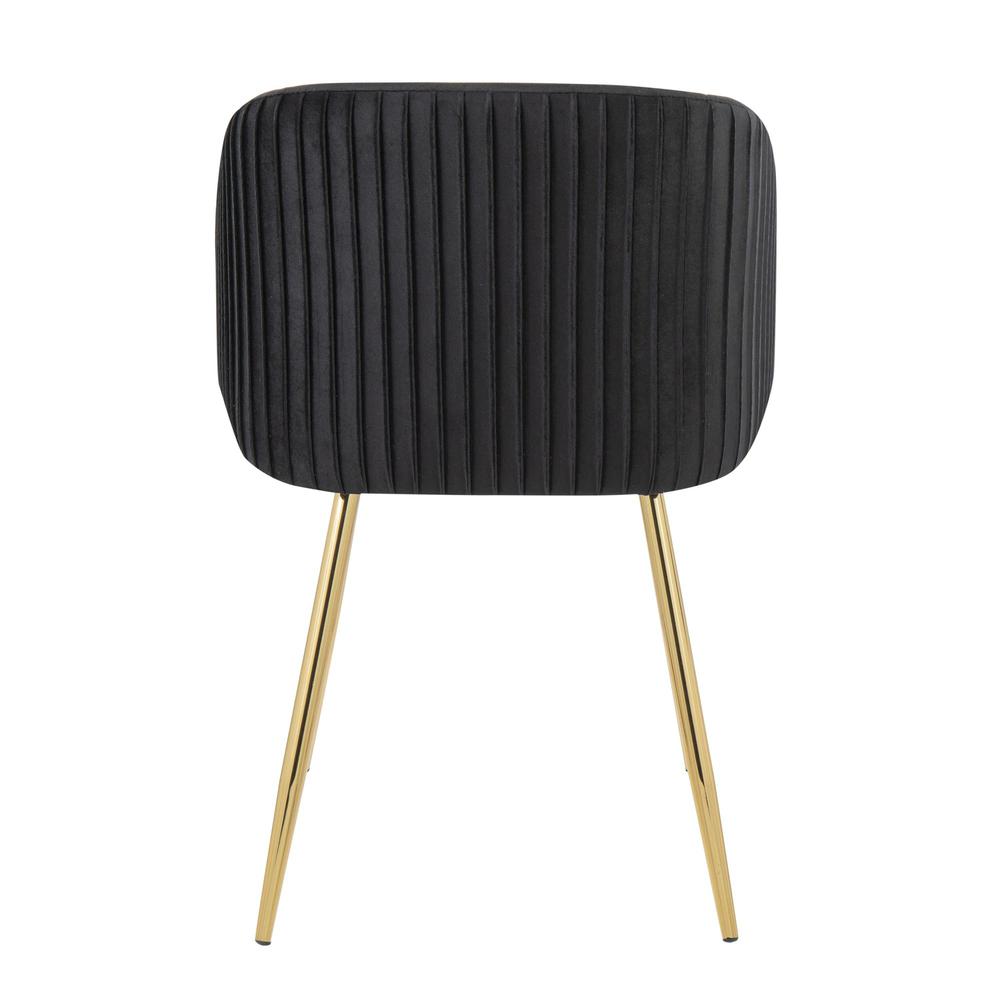 Gold Metal, Black Velvet Fran Pleated Chair - Set of 2. Picture 5