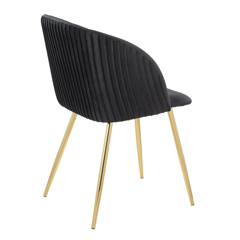 Gold Metal, Black Velvet Fran Pleated Chair - Set of 2. Picture 4