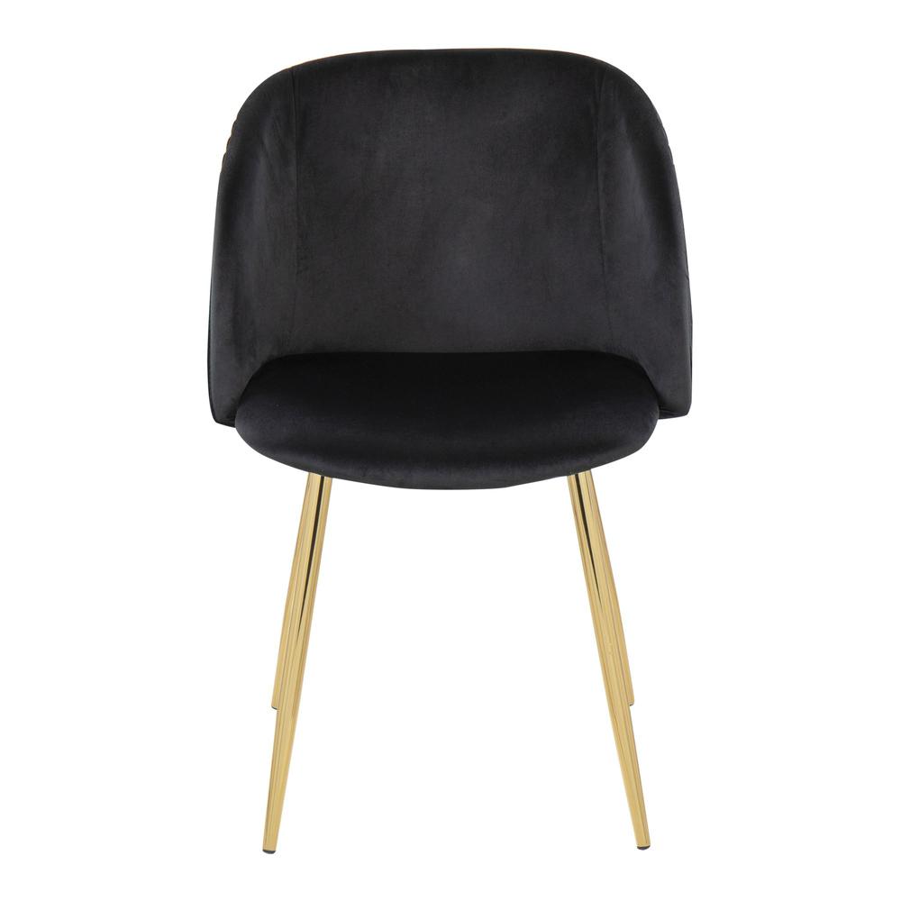 Gold Metal, Black Velvet Fran Pleated Chair - Set of 2. Picture 6