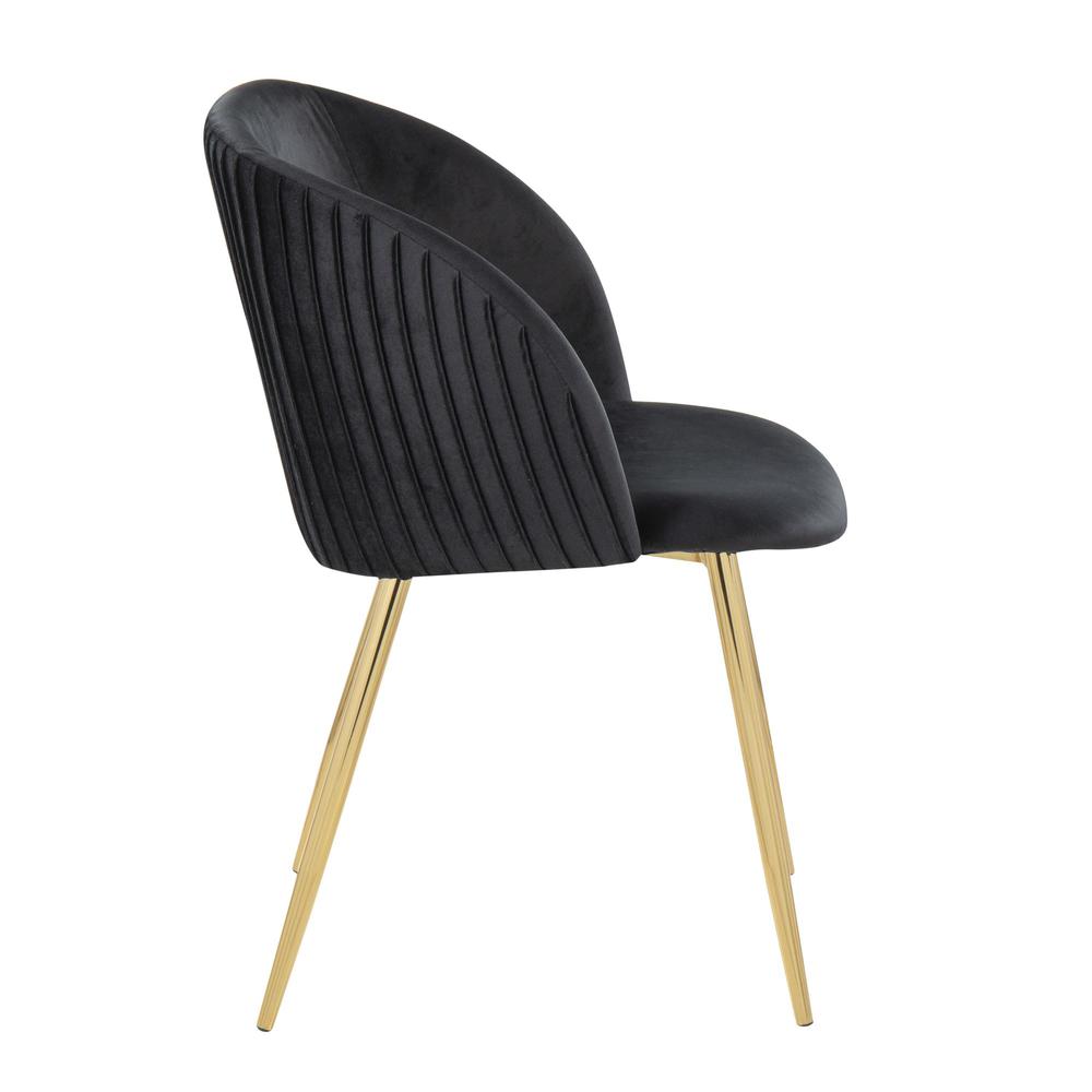 Gold Metal, Black Velvet Fran Pleated Chair - Set of 2. Picture 3