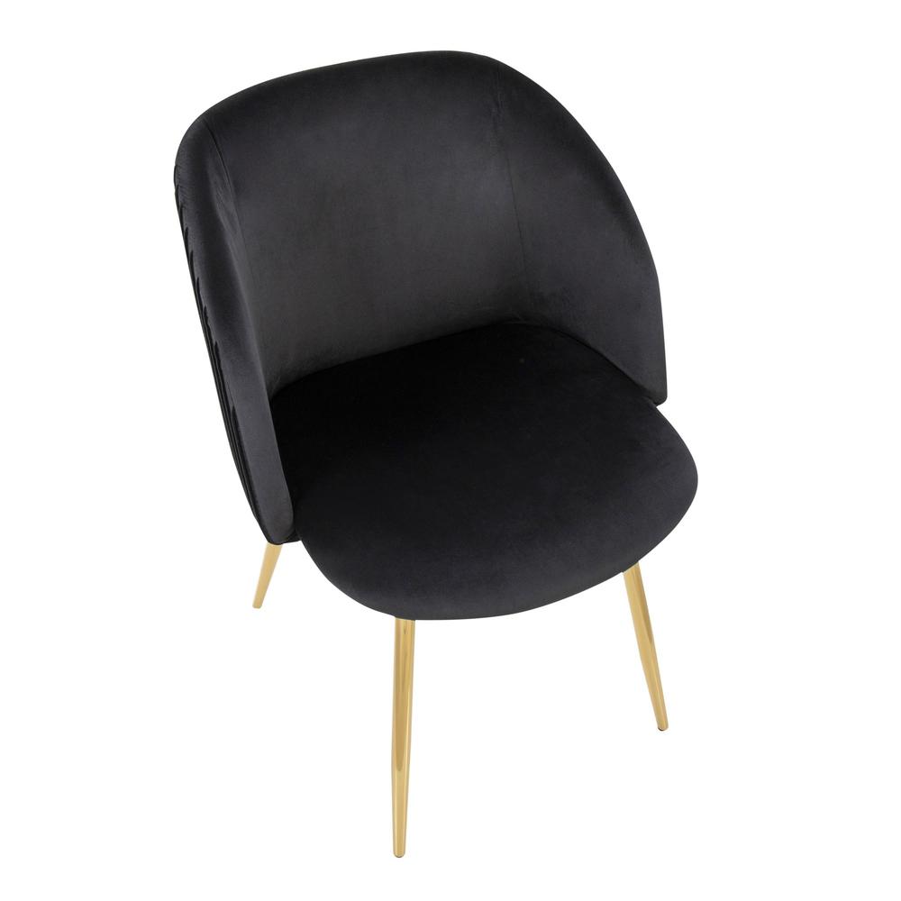 Gold Metal, Black Velvet Fran Pleated Chair - Set of 2. Picture 7