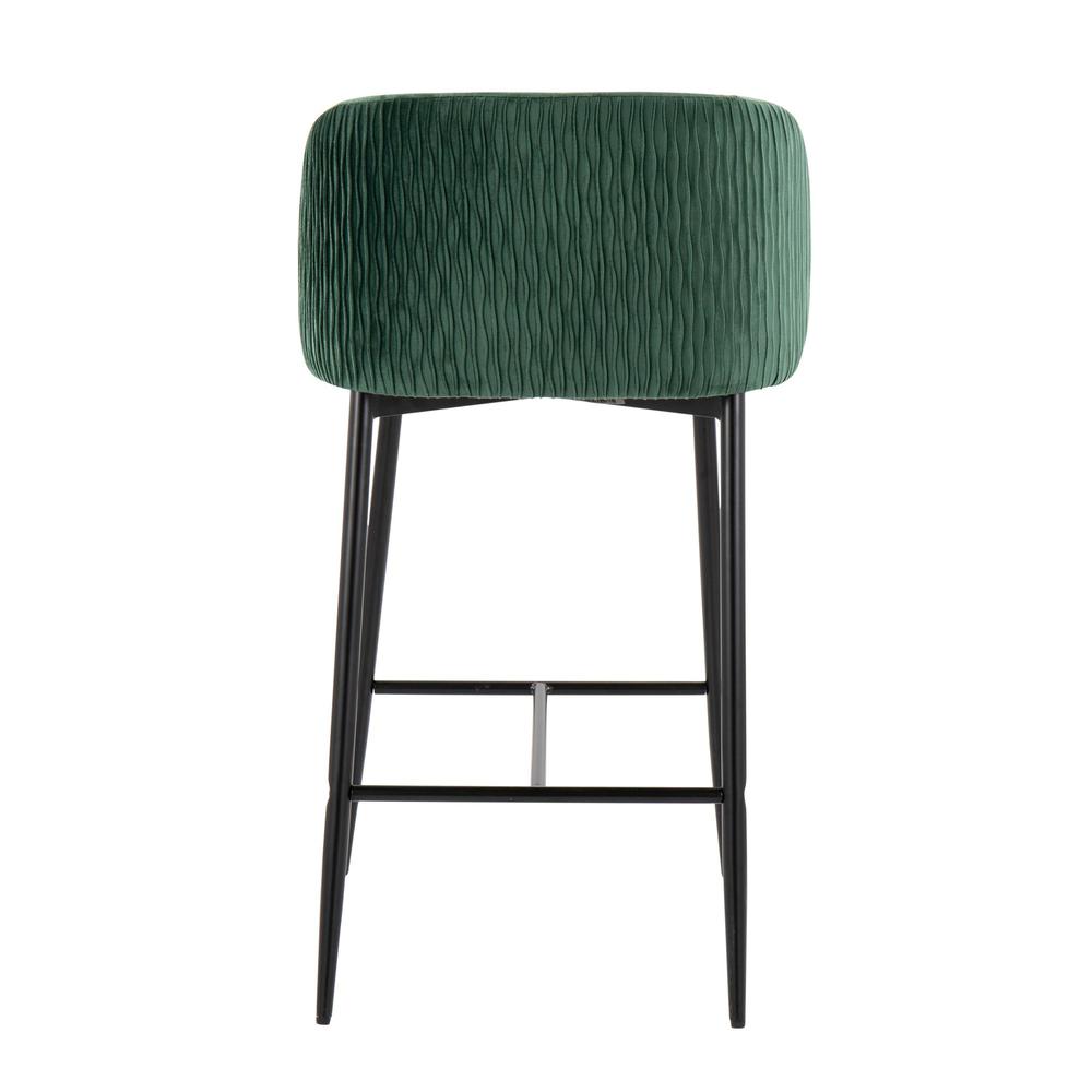 Black Fran Pleated Waves Fixed-Height Counter Stool - Set of 2. Picture 5