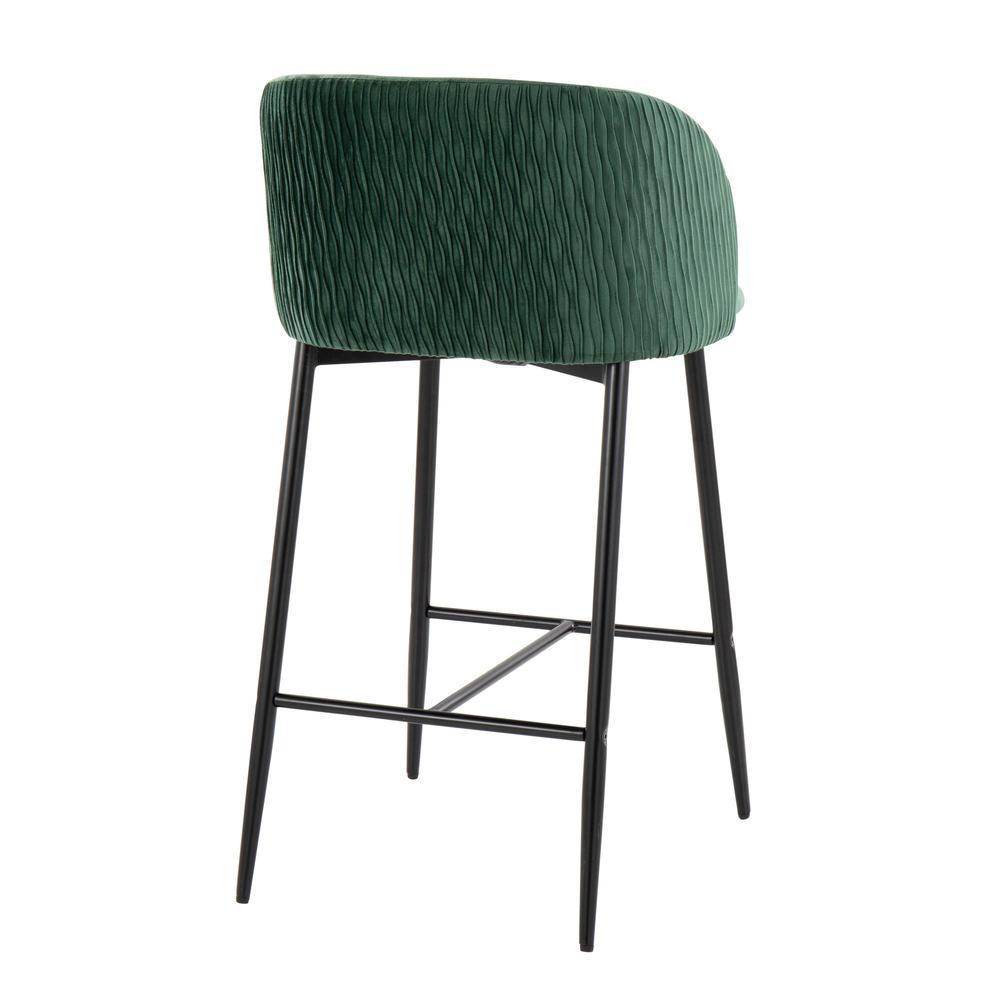 Black Fran Pleated Waves Fixed-Height Counter Stool - Set of 2. Picture 4