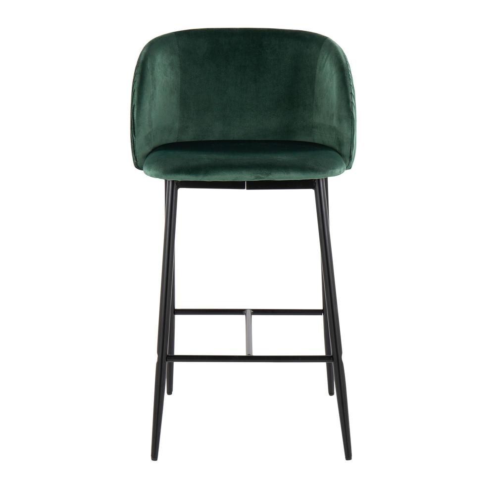 Black Fran Pleated Waves Fixed-Height Counter Stool - Set of 2. Picture 6