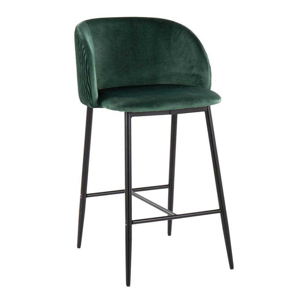 Black Fran Pleated Waves Fixed-Height Counter Stool - Set of 2. Picture 2