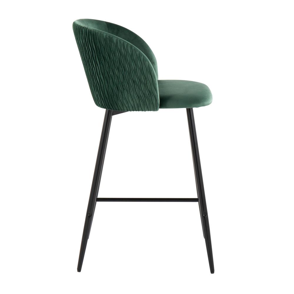 Black Fran Pleated Waves Fixed-Height Counter Stool - Set of 2. Picture 3