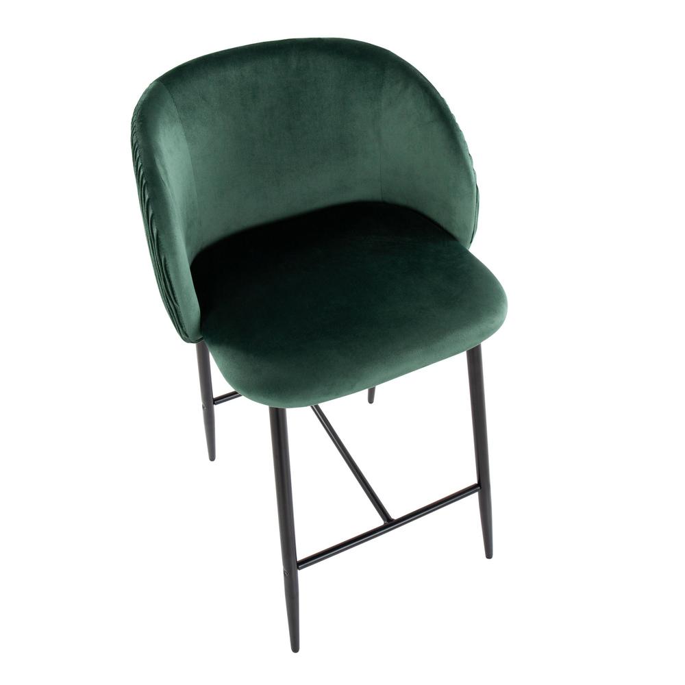 Black Fran Pleated Waves Fixed-Height Counter Stool - Set of 2. Picture 7