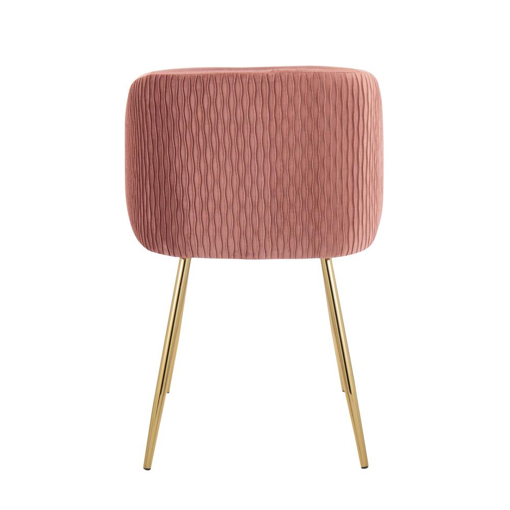Gold Metal, Blush Velvet Fran Pleated Waves Chair - Set of 2. Picture 5