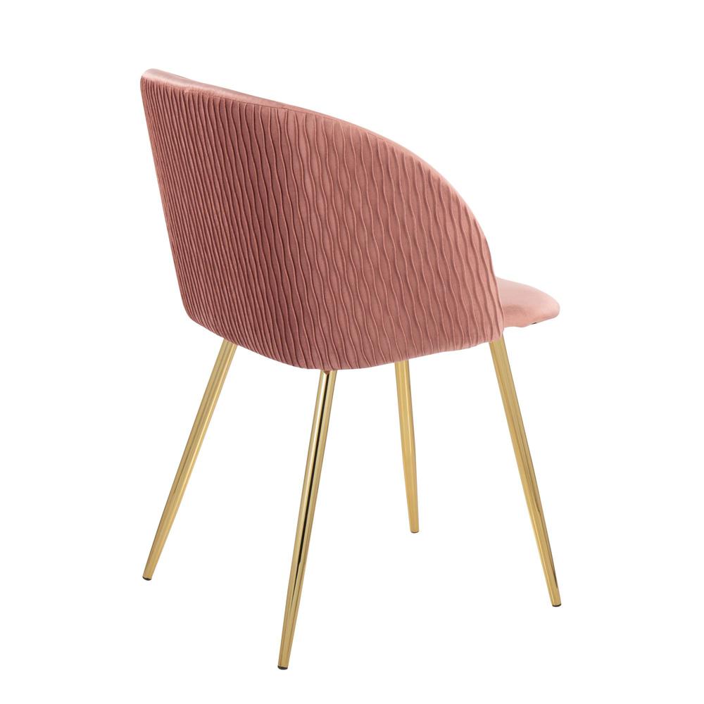 Gold Metal, Blush Velvet Fran Pleated Waves Chair - Set of 2. Picture 4