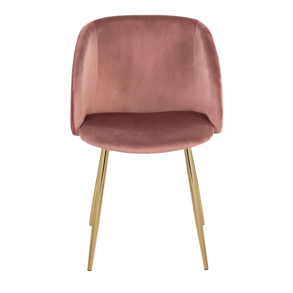 Gold Metal, Blush Velvet Fran Pleated Waves Chair - Set of 2. Picture 6