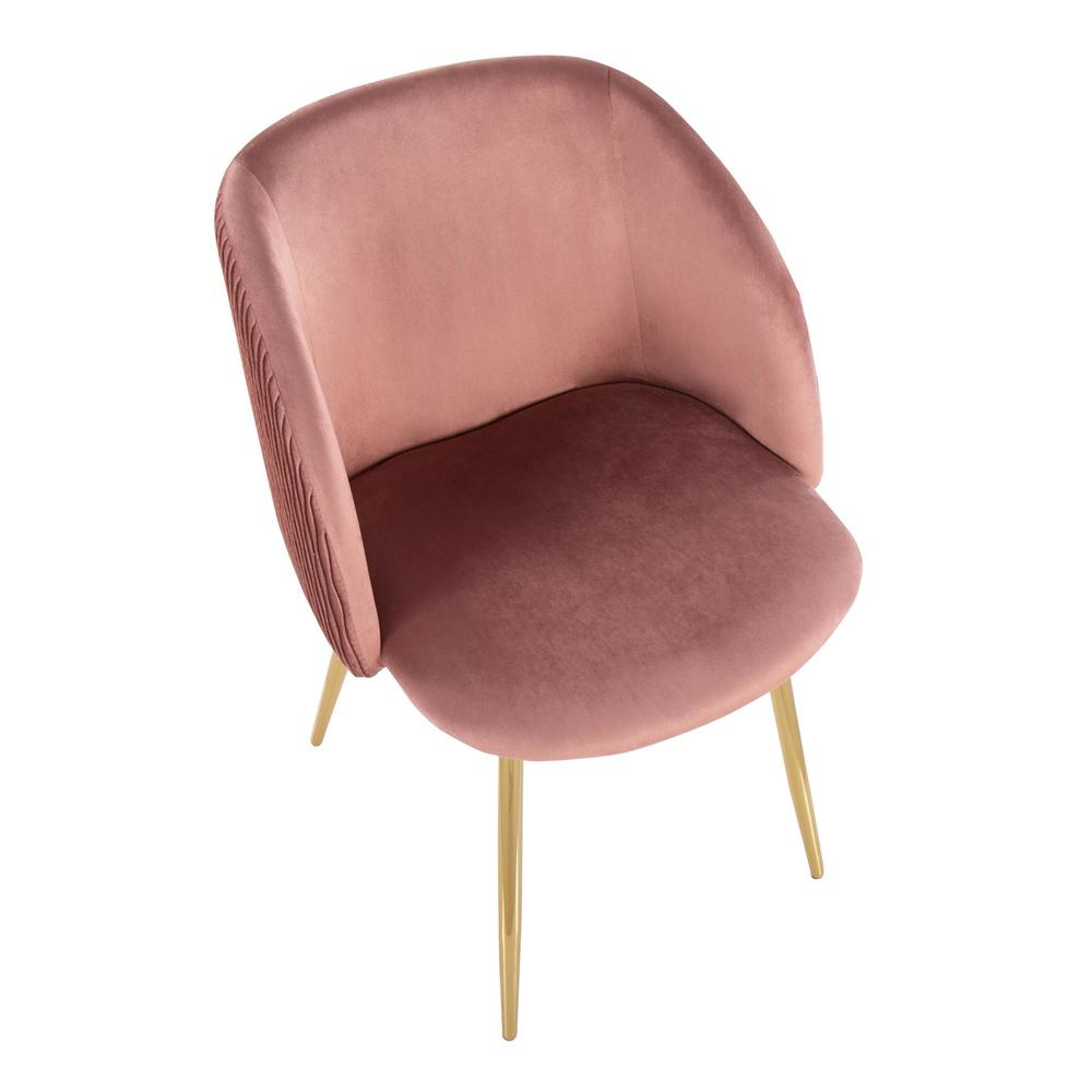 Gold Metal, Blush Velvet Fran Pleated Waves Chair - Set of 2. Picture 7