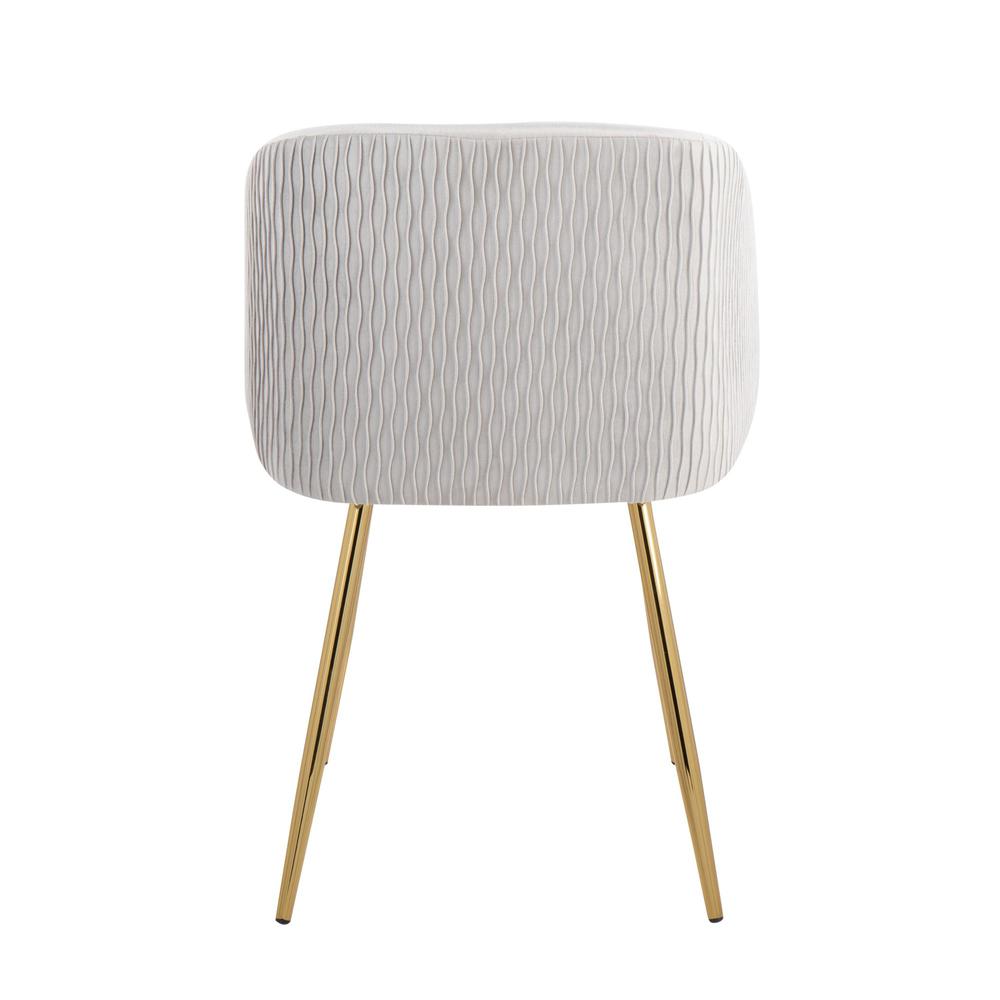 Gold Metal, Silver Velvet Fran Pleated Waves Chair - Set of 2. Picture 5