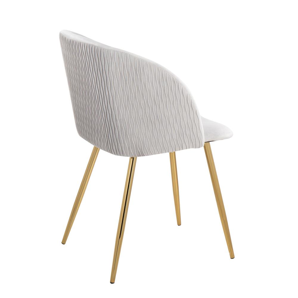 Gold Metal, Silver Velvet Fran Pleated Waves Chair - Set of 2. Picture 4