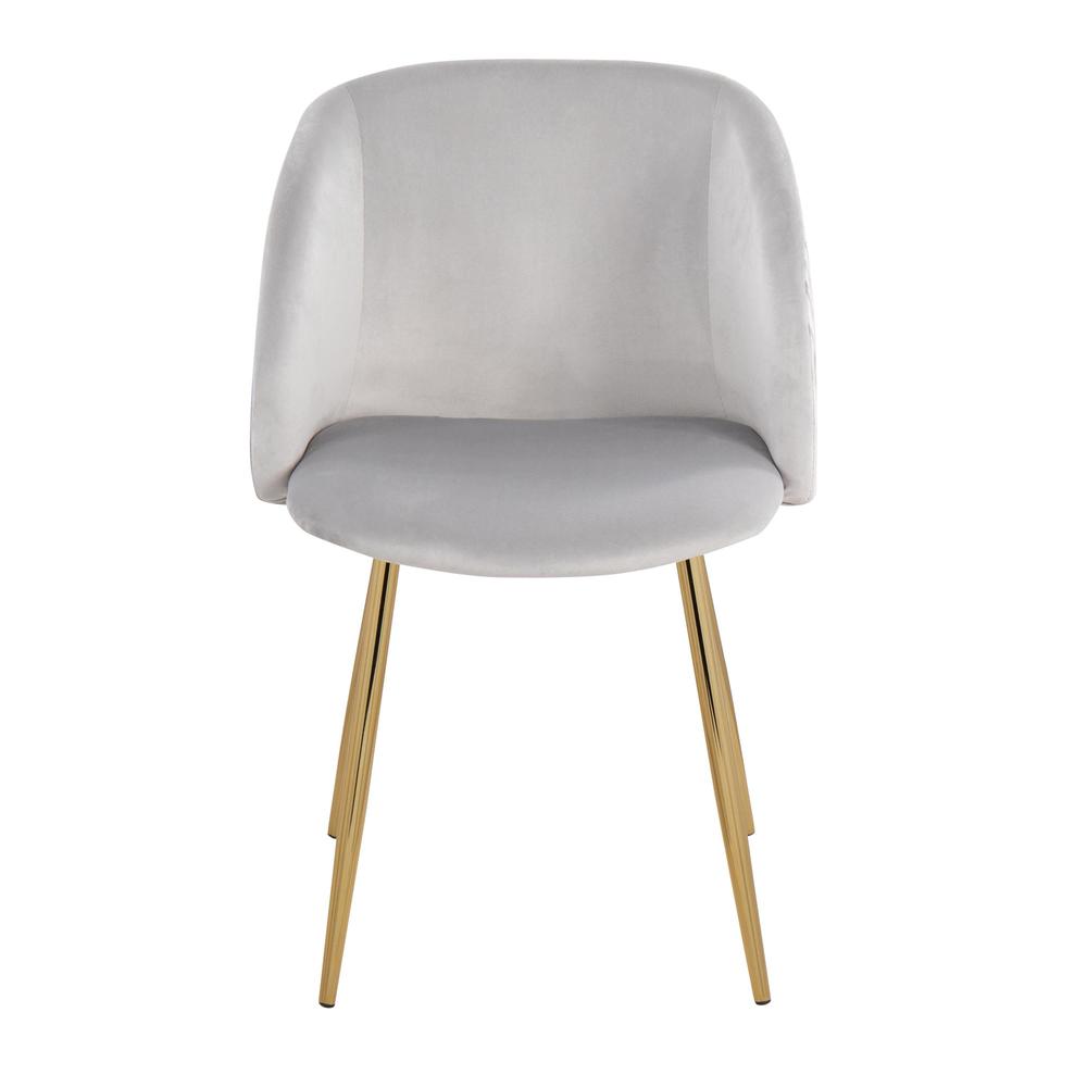 Gold Metal, Silver Velvet Fran Pleated Waves Chair - Set of 2. Picture 6