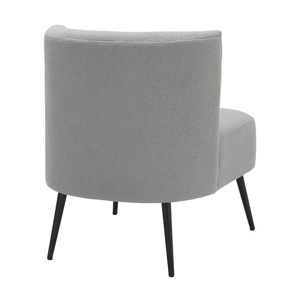 Black Metal, Light Grey Sherpa Fabric Fran Slipper Chair. Picture 3