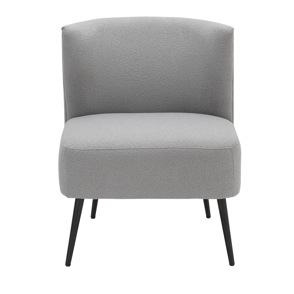 Black Metal, Light Grey Sherpa Fabric Fran Slipper Chair. Picture 5