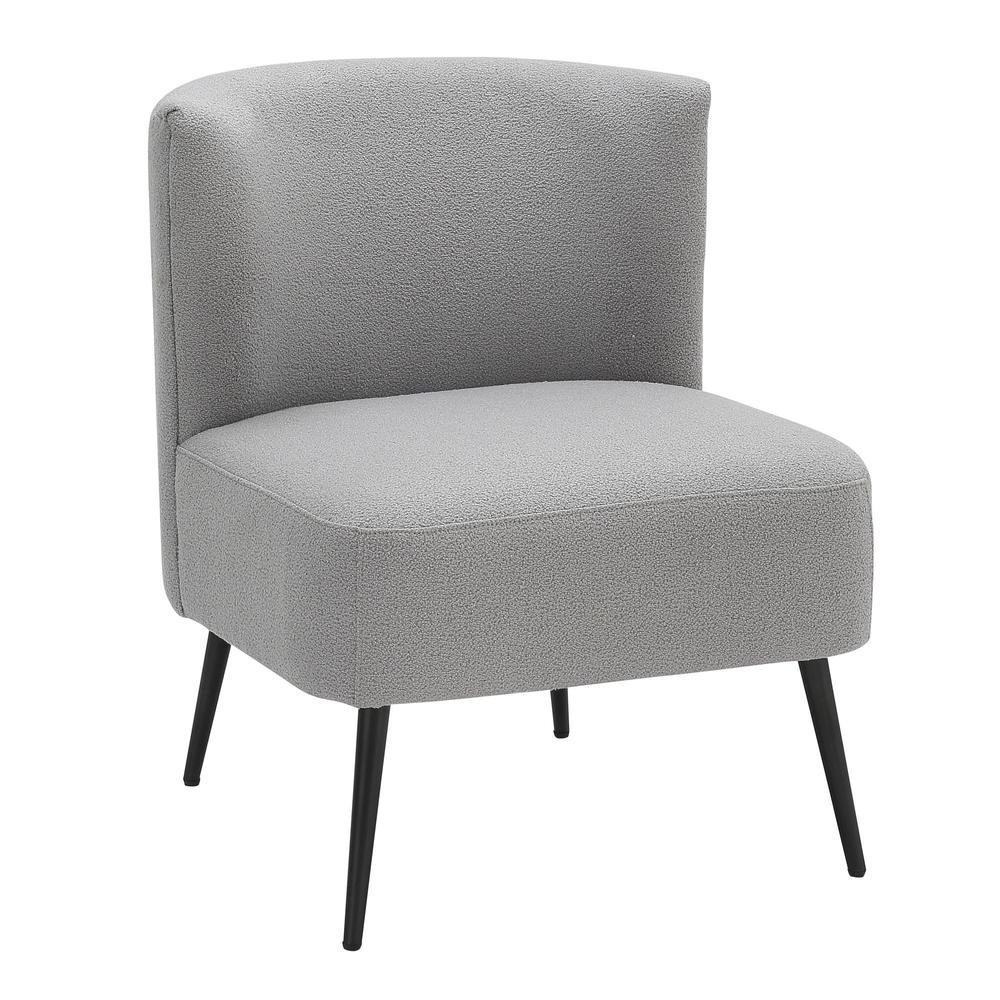 Black Metal, Light Grey Sherpa Fabric Fran Slipper Chair. Picture 1