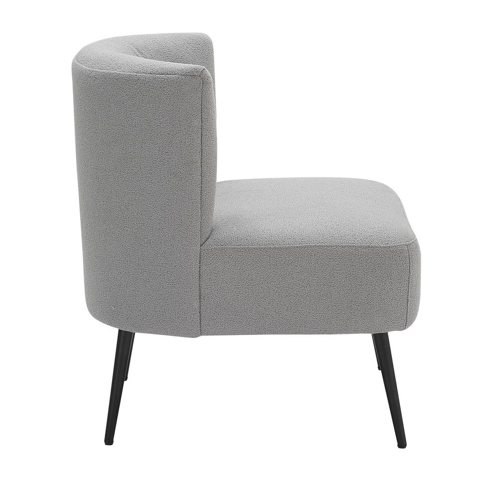 Black Metal, Light Grey Sherpa Fabric Fran Slipper Chair. Picture 2