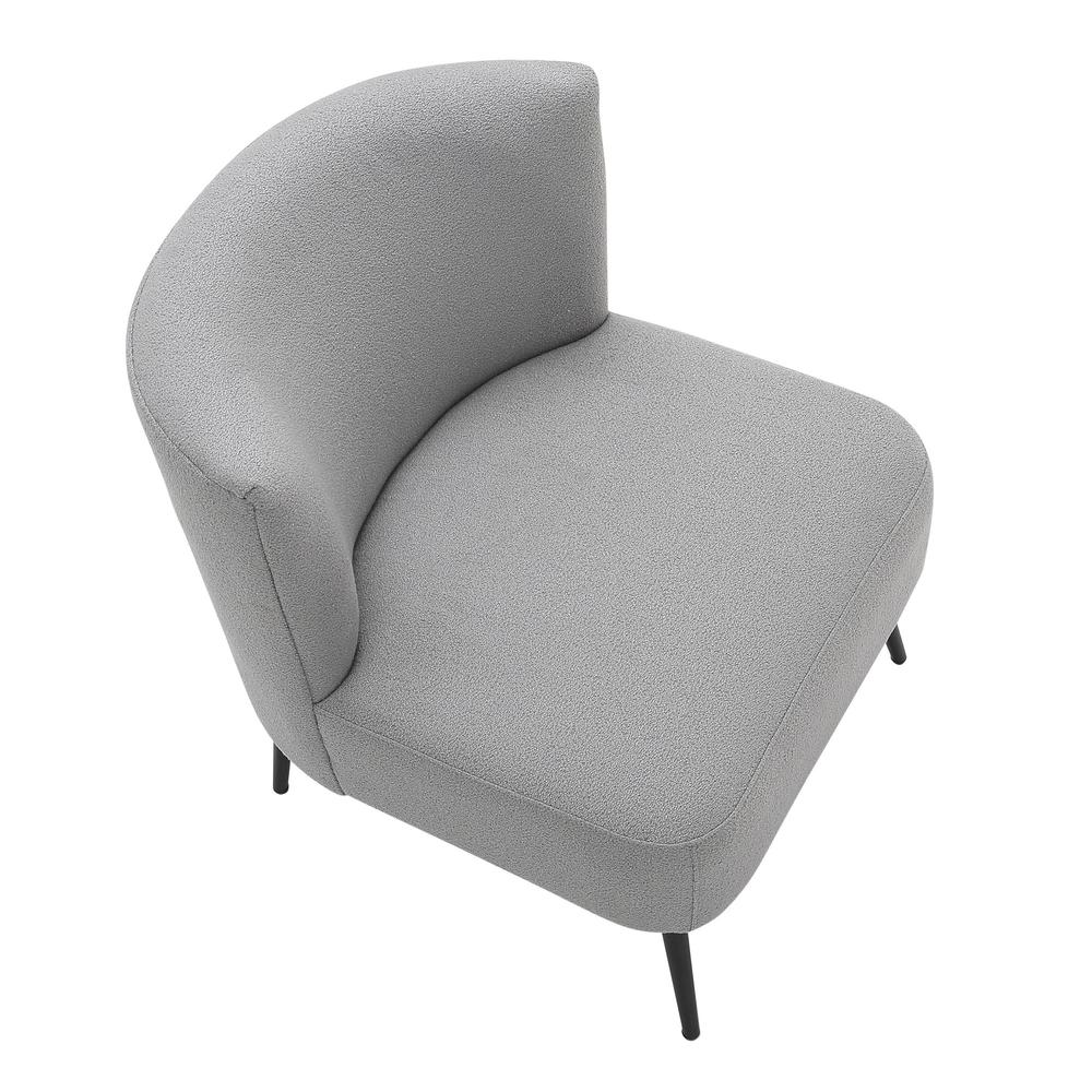 Black Metal, Light Grey Sherpa Fabric Fran Slipper Chair. Picture 6