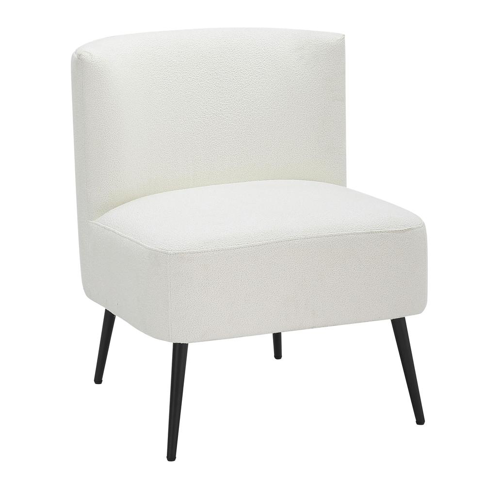 Black Metal, White Sherpa Fabric Fran Slipper Chair. Picture 1