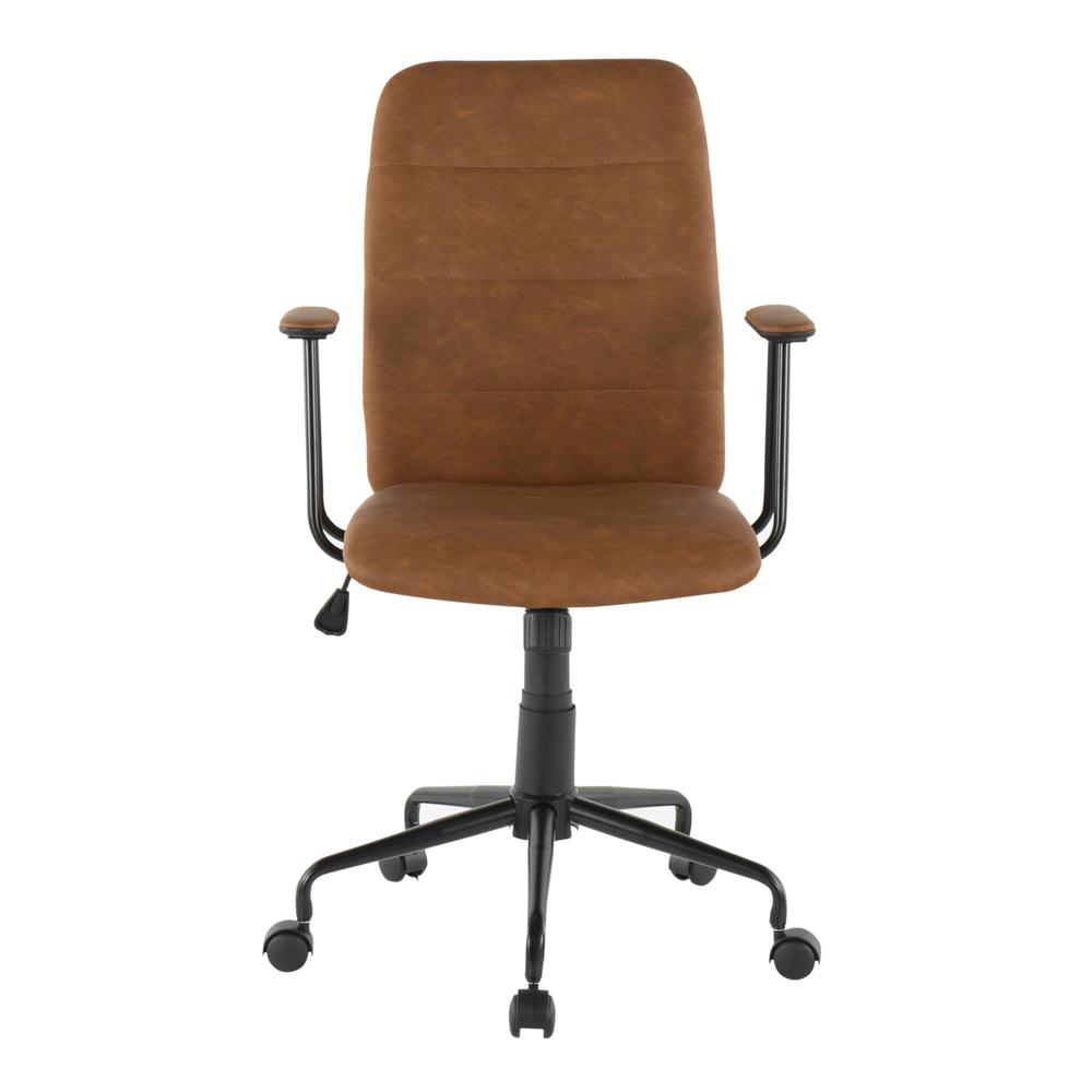 Black Metal, Brown PU Fredrick Office Chair. Picture 5