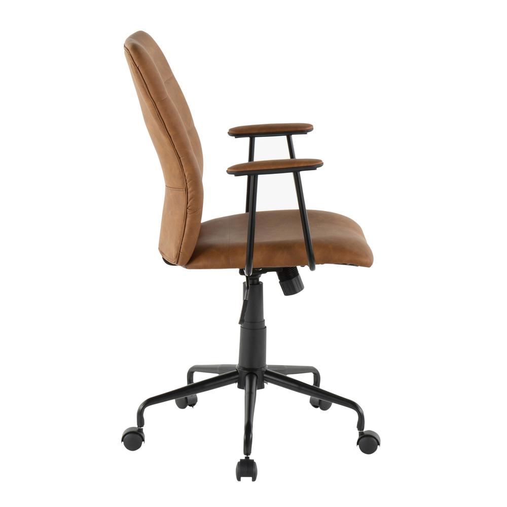 Black Metal, Brown PU Fredrick Office Chair. Picture 2