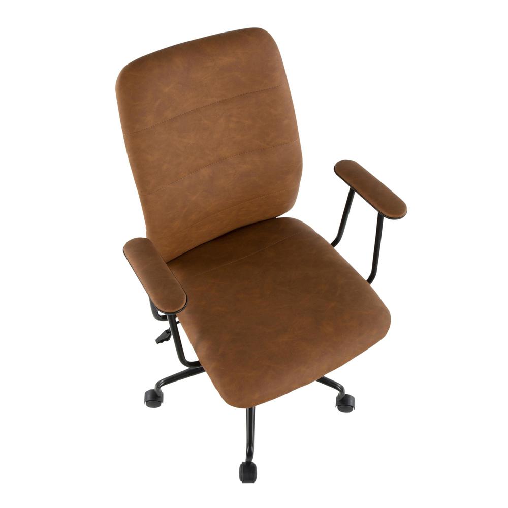 Black Metal, Brown PU Fredrick Office Chair. Picture 6