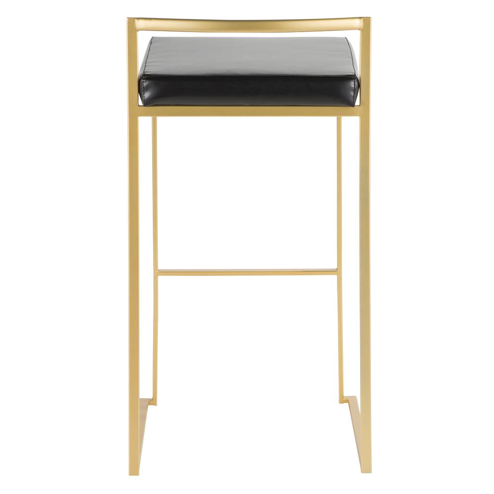 Fuji Contemporary-Glam Barstool in Gold with Black Faux Leather - Set of 2. Picture 5