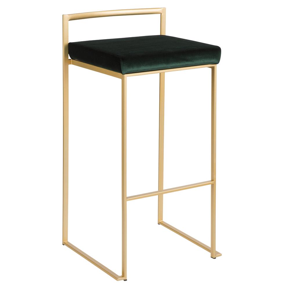 Gold, Green Fuji Stacker Barstool - Set of 2. Picture 2