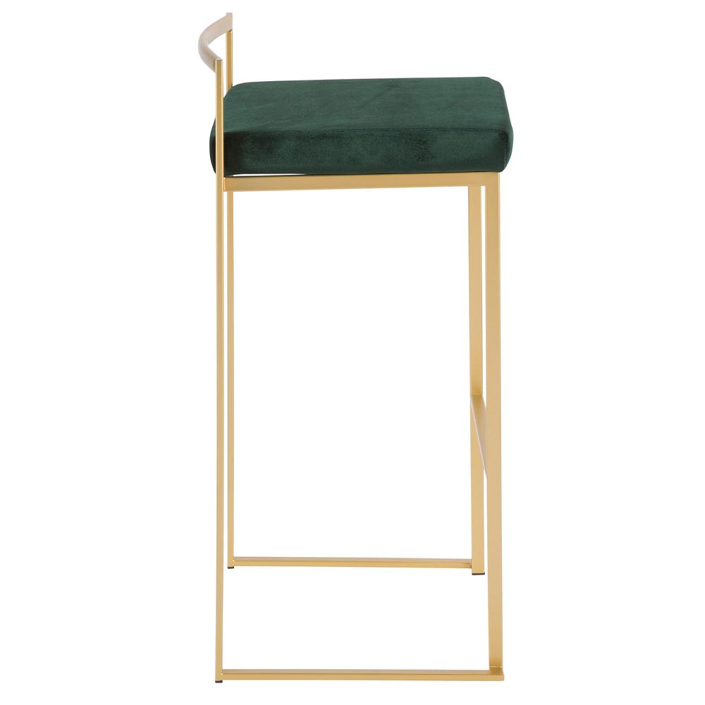 Gold, Green Fuji Stacker Barstool - Set of 2. Picture 3