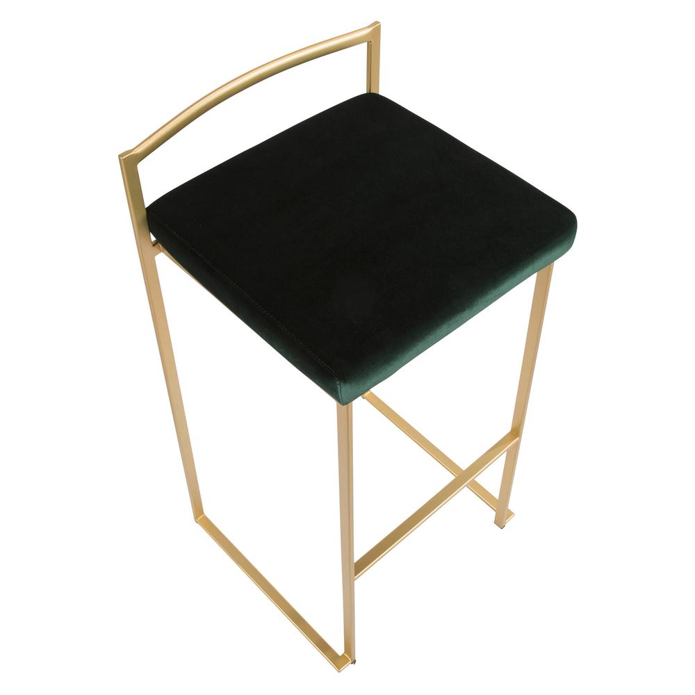 Gold, Green Fuji Stacker Barstool - Set of 2. Picture 7