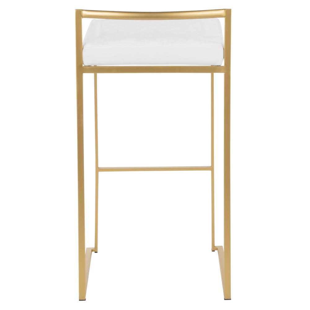 Gold Metal, White Velvet Fuji Stacker Barstool - Set of 2. Picture 5