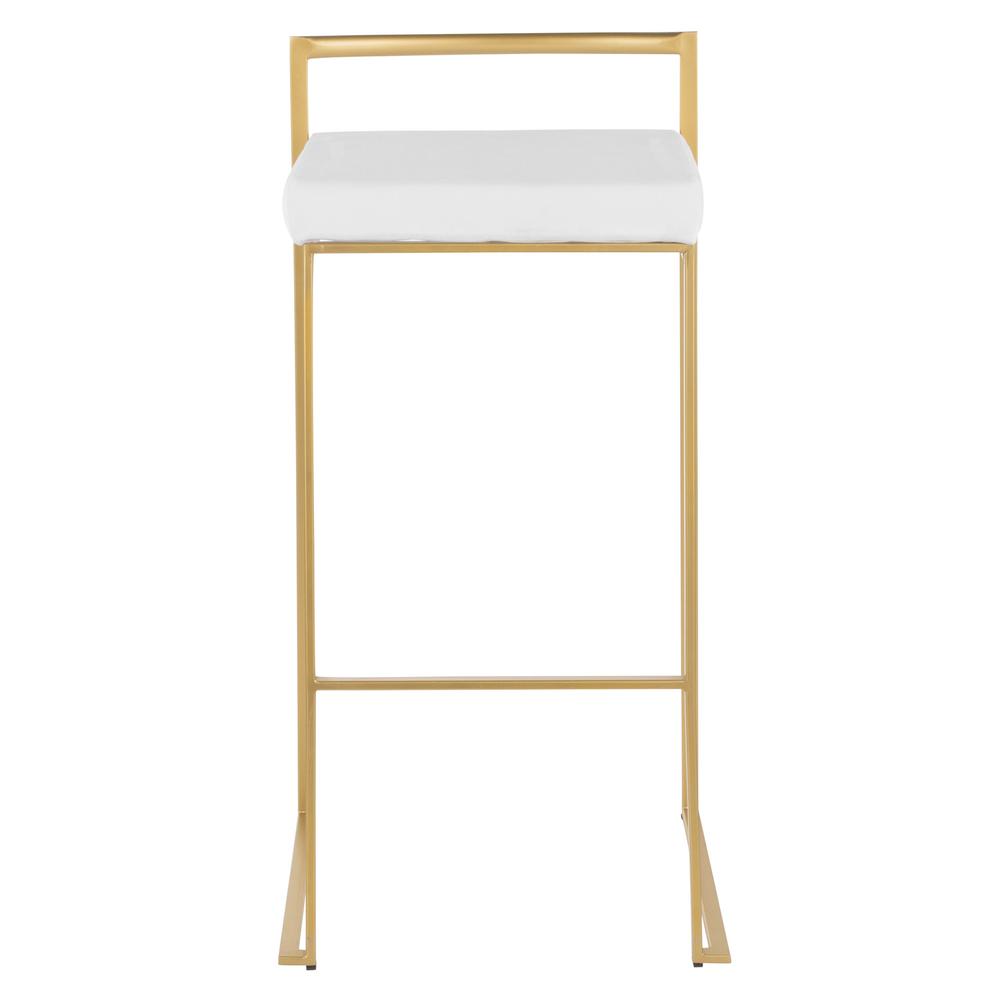 Gold Metal, White Velvet Fuji Stacker Barstool - Set of 2. Picture 6