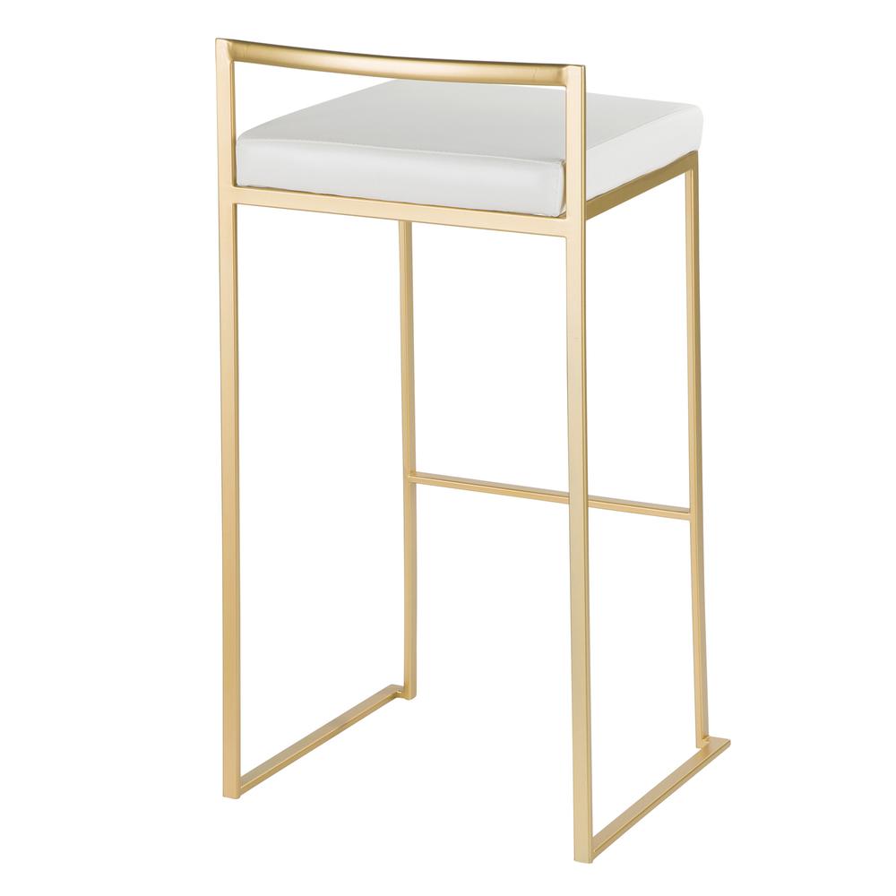 Gold, White Fuji Stacker Barstool - Set of 2. Picture 4