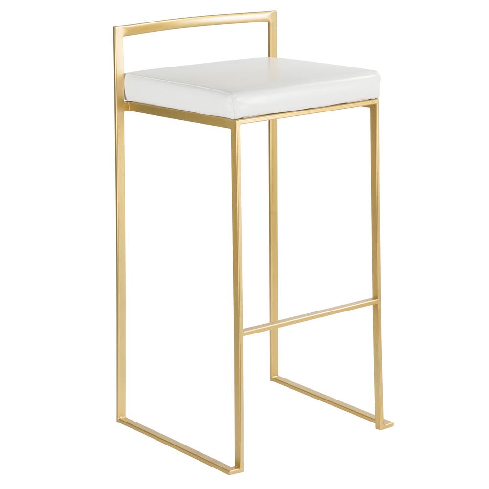 Gold, White Fuji Stacker Barstool - Set of 2. Picture 2