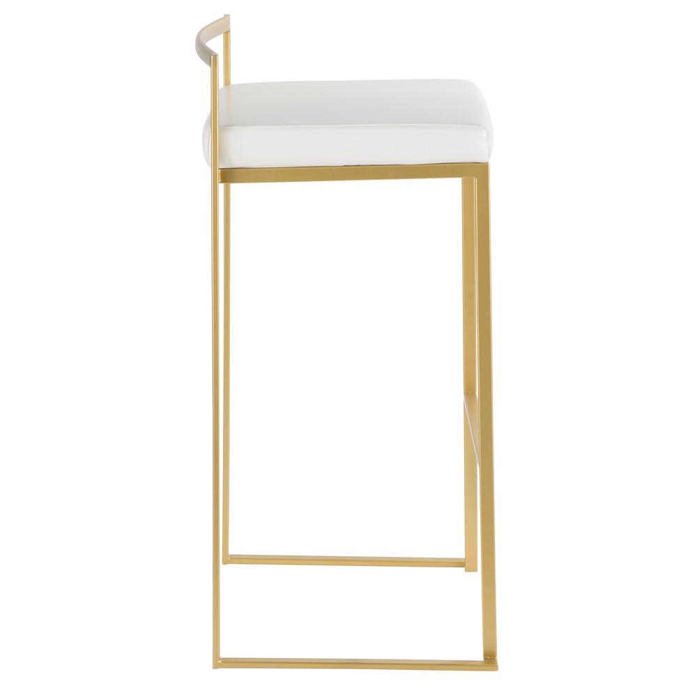 Gold, White Fuji Stacker Barstool - Set of 2. Picture 3