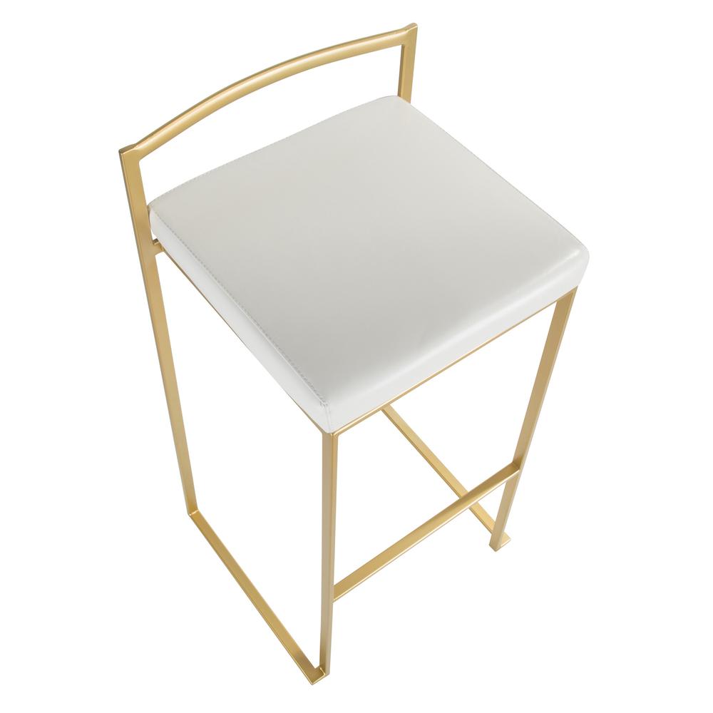 Gold, White Fuji Stacker Barstool - Set of 2. Picture 7