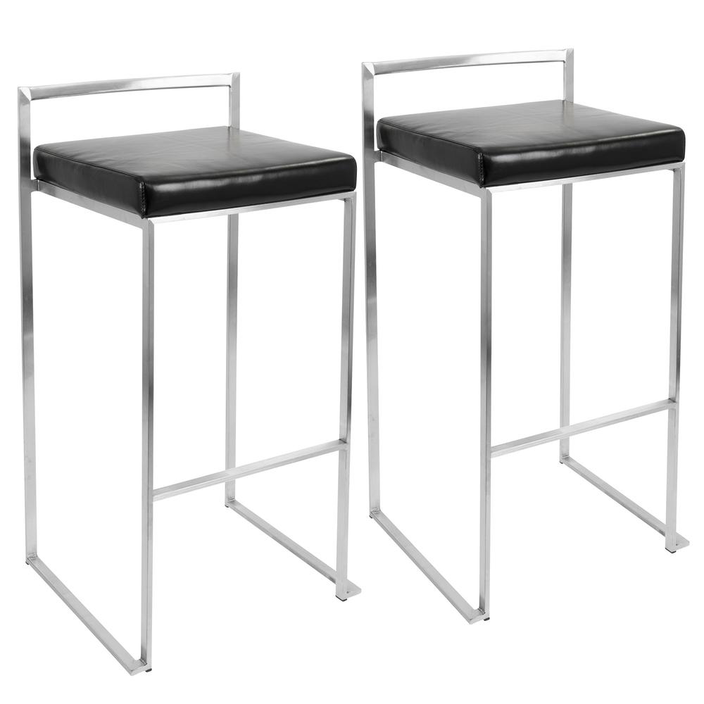 Black Fuji Stacker Barstool - Set of 2. Picture 1