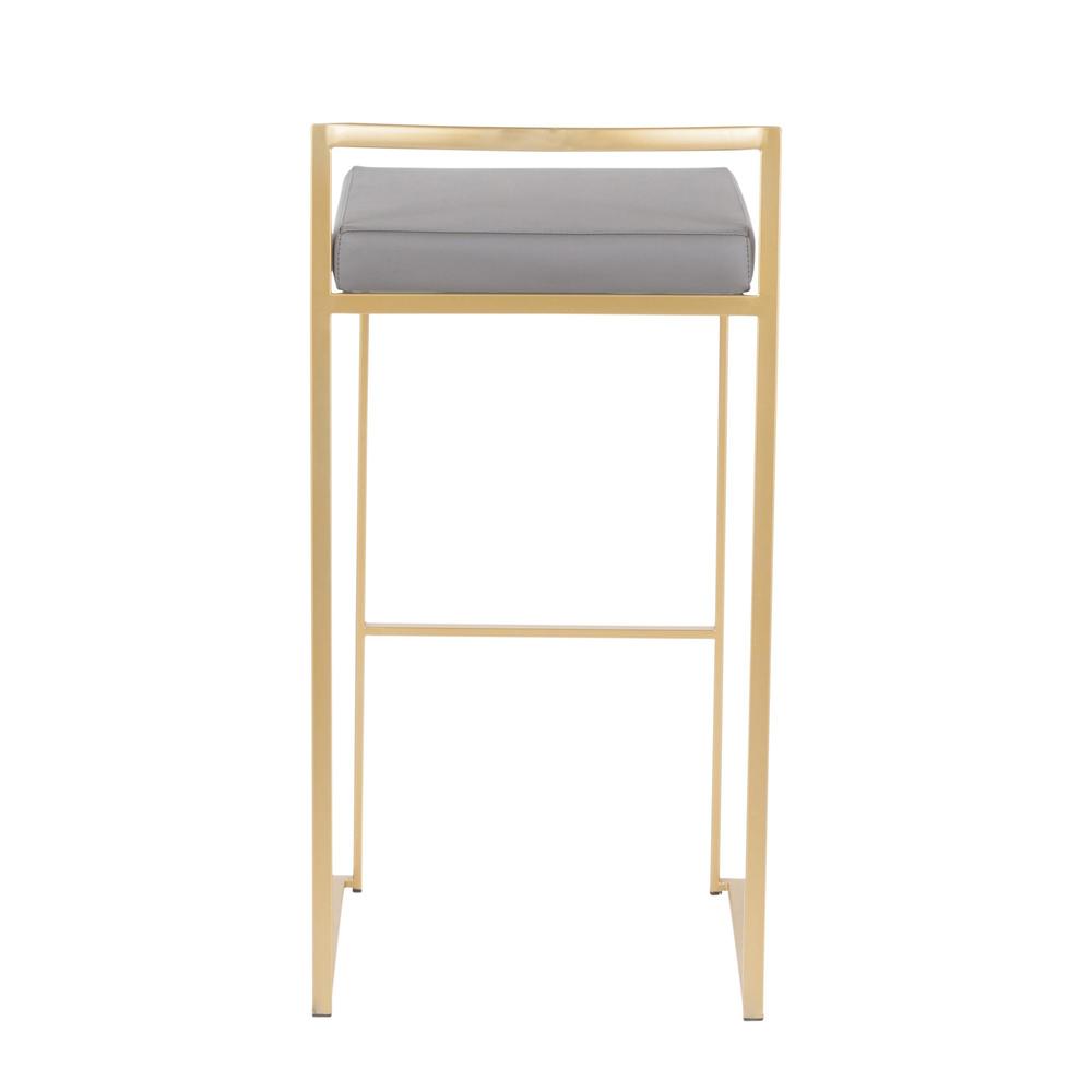 Gold Metal, Grey PU Fuji Stacker Barstool - Set of 2. Picture 5