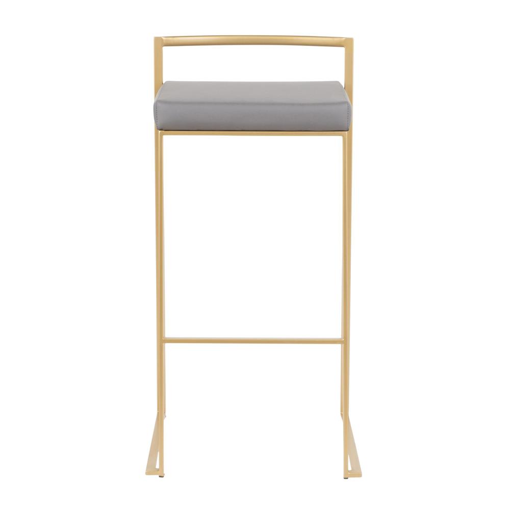 Gold Metal, Grey PU Fuji Stacker Barstool - Set of 2. Picture 6
