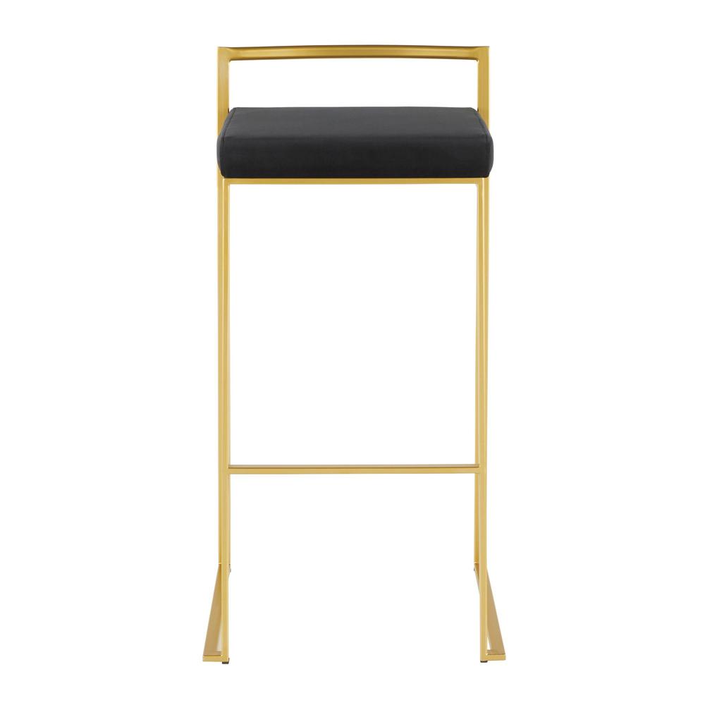 Gold Metal, Black Velvet Fuji Stacker Barstool - Set of 2. Picture 6
