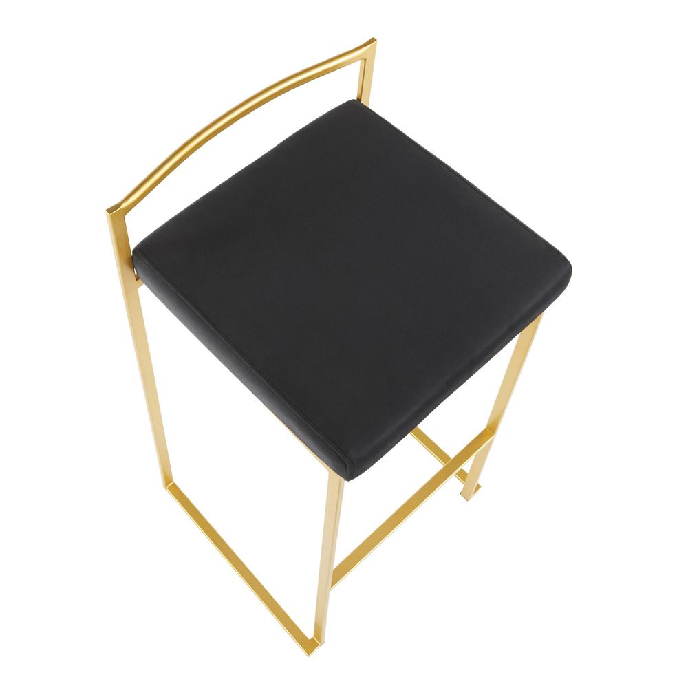 Gold Metal, Black Velvet Fuji Stacker Barstool - Set of 2. Picture 7
