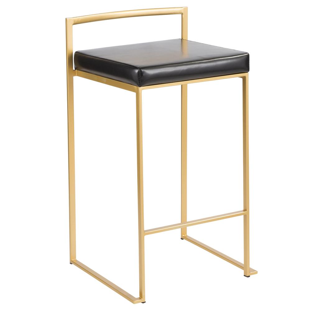 Gold, Black Fuji Stacker Counter Stool - Set of 2. Picture 2
