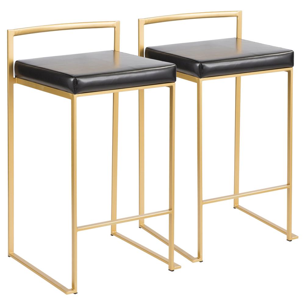 Gold, Black Fuji Stacker Counter Stool - Set of 2. Picture 1