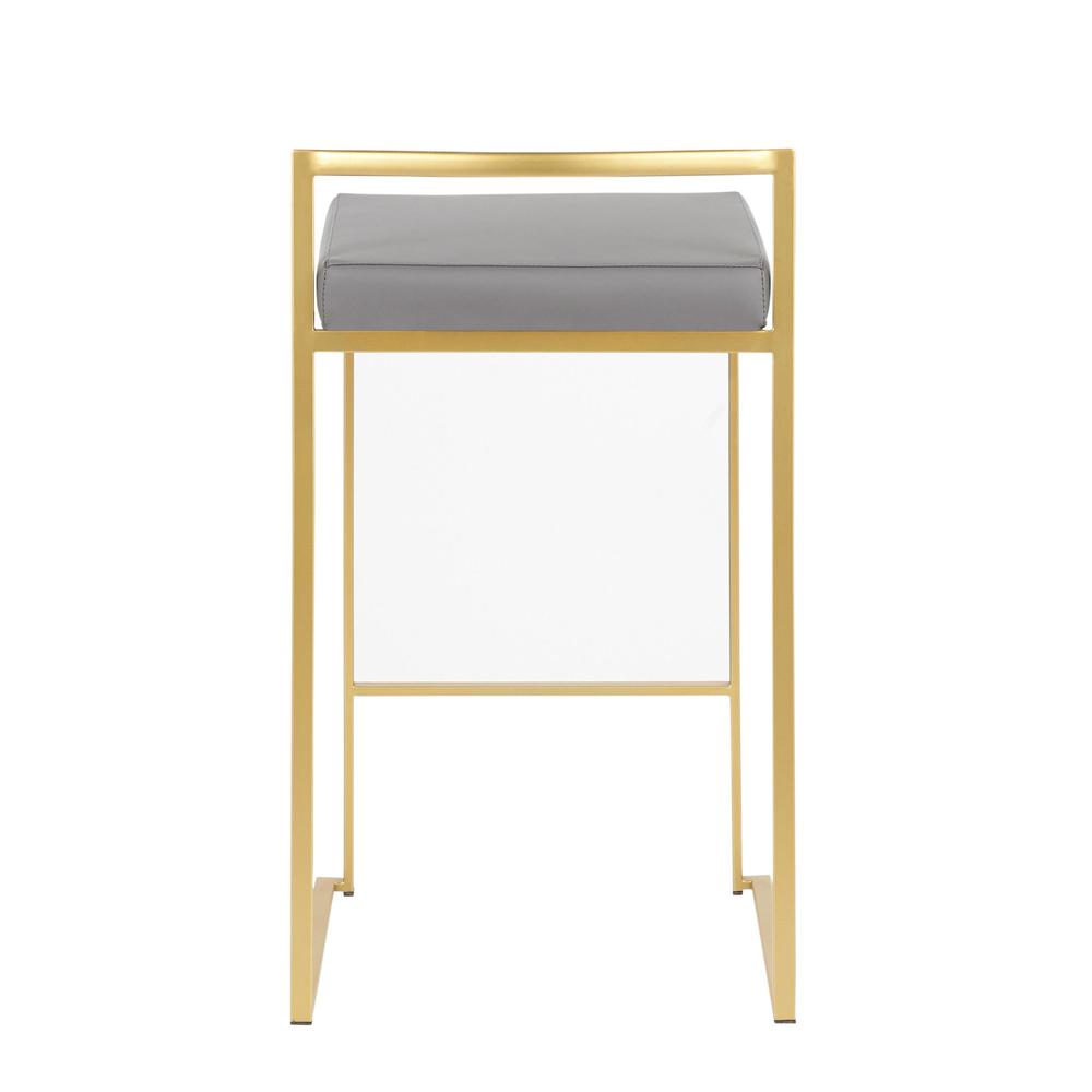 Gold Metal, Grey PU Fuji Stacker Counter Stool - Set of 2. Picture 5