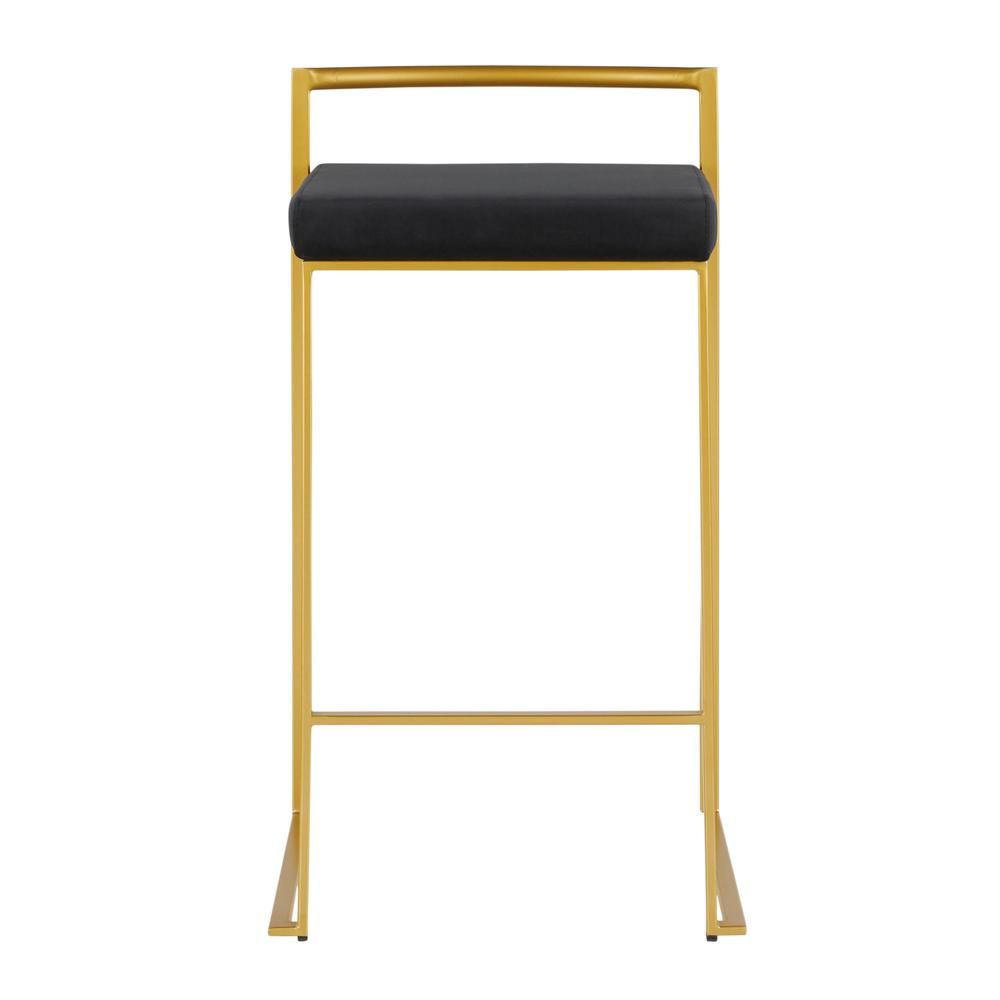 Gold Metal, Black Velvet Fuji Stacker Counter Stool - Set of 2. Picture 6