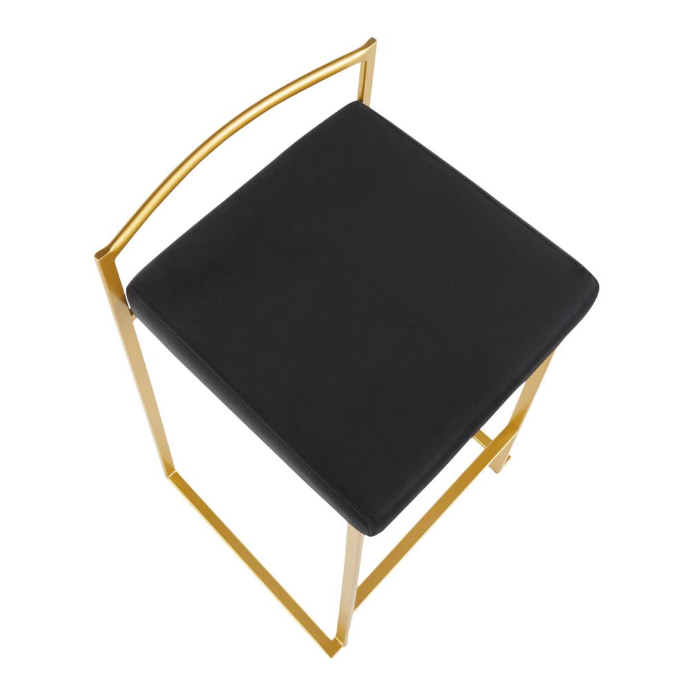 Gold Metal, Black Velvet Fuji Stacker Counter Stool - Set of 2. Picture 7