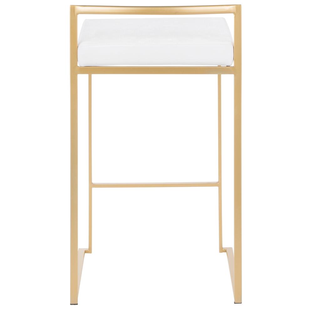 Gold Metal, White Velvet Fuji Stacker Counter Stool - Set of 2. Picture 5