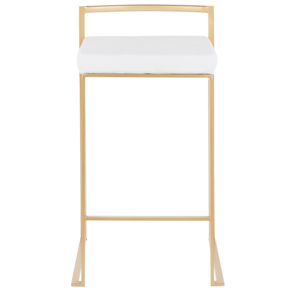 Gold Metal, White Velvet Fuji Stacker Counter Stool - Set of 2. Picture 6