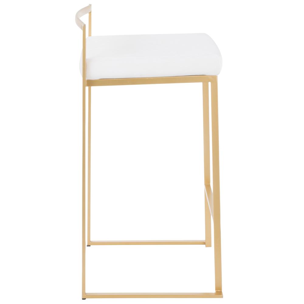 Gold Metal, White Velvet Fuji Stacker Counter Stool - Set of 2. Picture 3